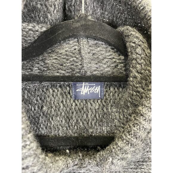 Rare Stussy gray wool hooded poncho with puff drawstrings M‎ - Picture 6 of 9